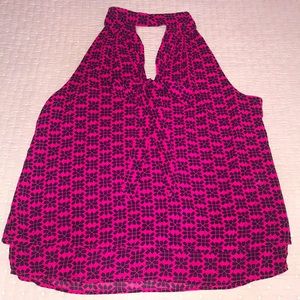 Banana Republic pink/navy sleeveless blouse